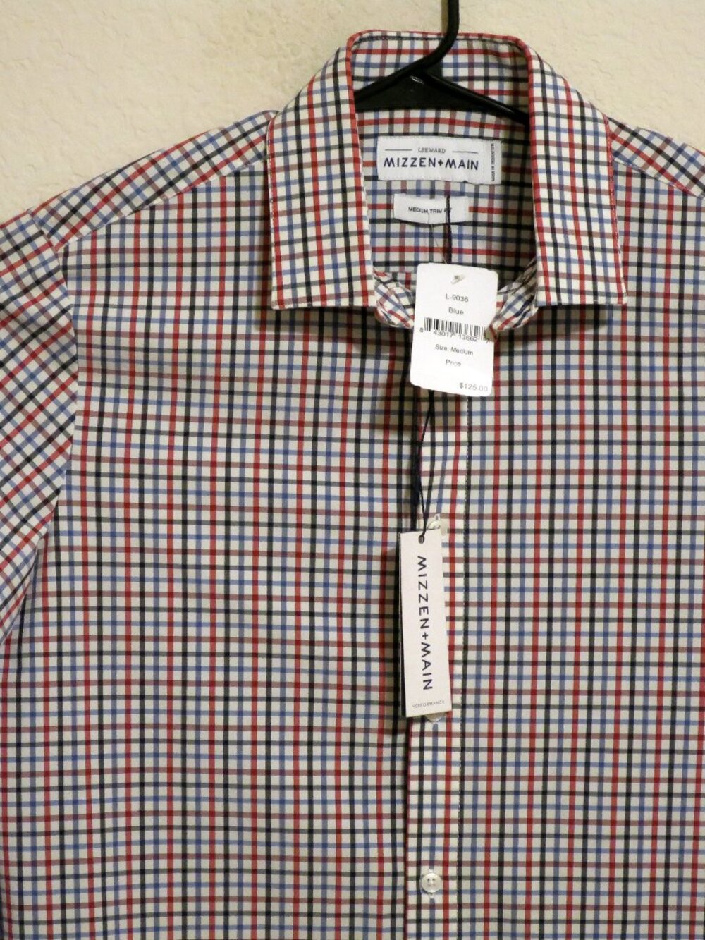 Mizzen Main Shirt Mens Medium New Long Sleeve Button Trim White Black Striped